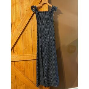 Women's Medium Maxi Dress Flutter Sleeve Lulu's Polka Dot GUC Navy White